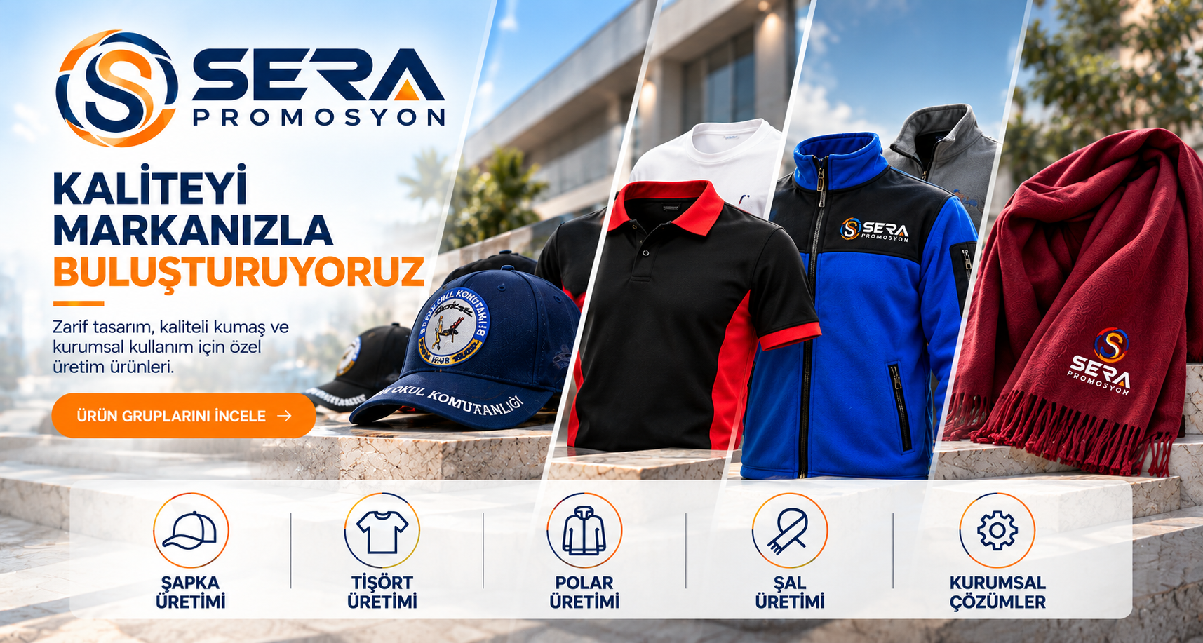 SERA Promosyon şapka, tişört, polar ve şal üretim görseli